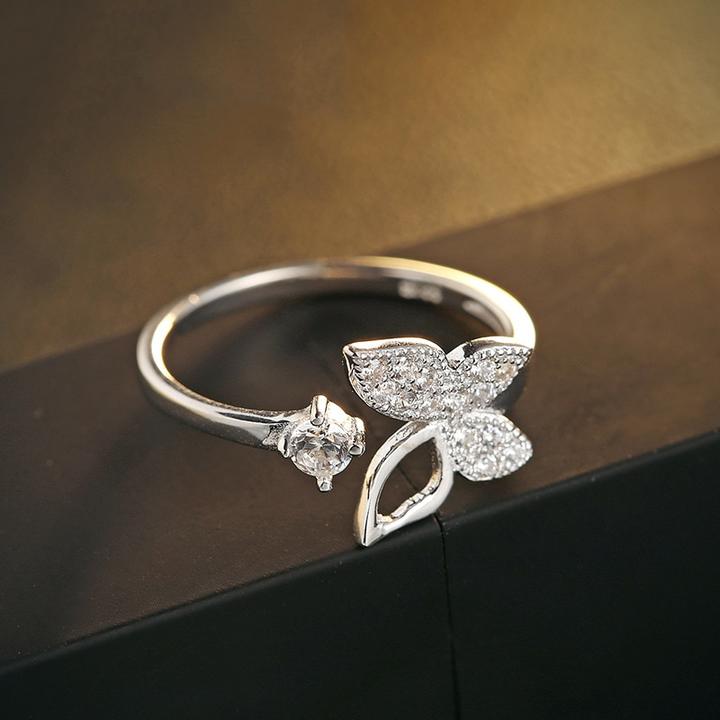 S925 Silver Butterfly Open Ring Jewelry