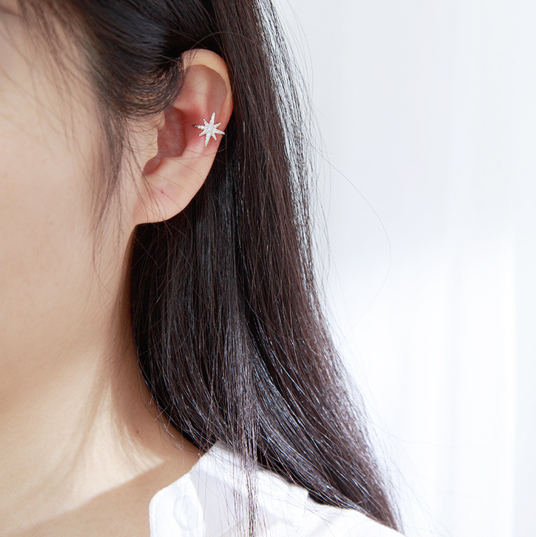 Star Earrings with Light Jewelry and Hexagram Design