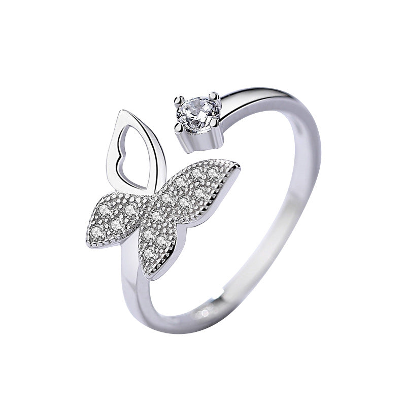 S925 Silver Butterfly Open Ring Jewelry