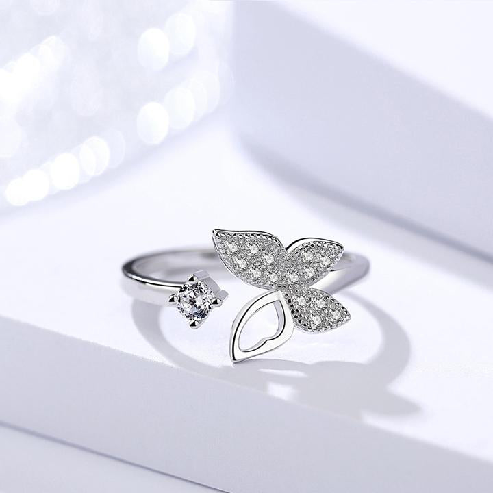 S925 Silver Butterfly Open Ring Jewelry